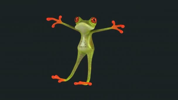 Zabawna Postać Kreskówki Frog Dancing Animacja — Wideo stockowe