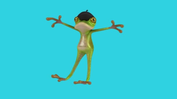 Funny Cartoon Character Frog Dancing Animation — Stock Video