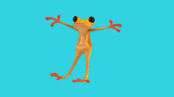 Смішний Мультиплікаційний Персонаж Жаба Танцює Анімація — стокове відео