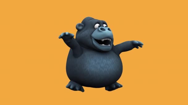 Divertido Personaje Gorila Bailando Ilustración — Vídeo de stock