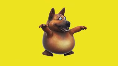 Eğlenceli çizgi film karakteri köpek dansı salıncağı - 3 boyutlu animasyon 