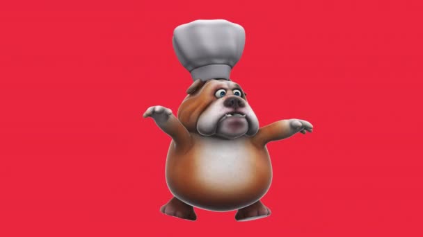 卡通人物狗厨师跳摇摆舞 3D动画 — 图库视频影像