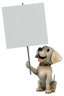 Eğlenceli üç boyutlu çizgi film karakteri beyaz Labrador Retriever