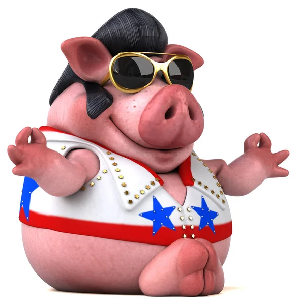 豚ロッカーの楽しい3D漫画イラスト — ストック写真