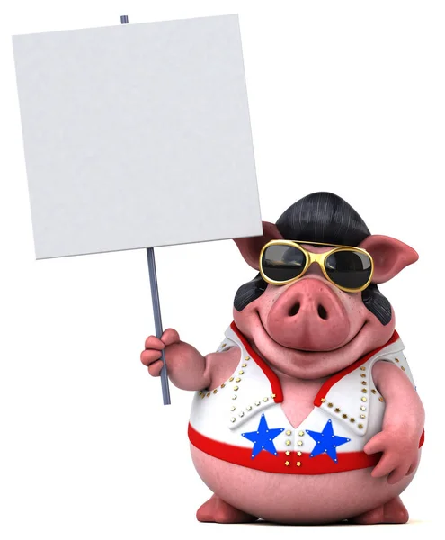 Fun Cartoon Illustration Pig Rocker — Stock Photo, Image