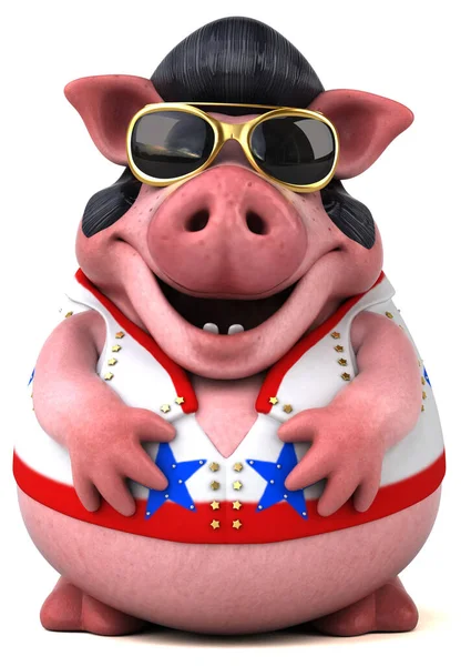 豚ロッカーの楽しい3D漫画イラスト — ストック写真