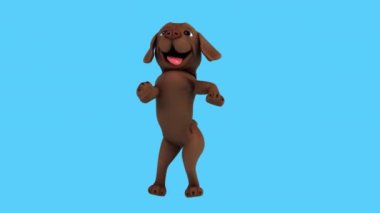 Eğlenceli üç boyutlu çizgi film karakteri kahverengi Labrador dansı