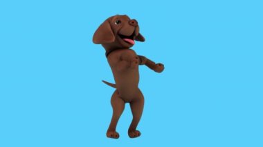Eğlenceli üç boyutlu çizgi film karakteri kahverengi Labrador dansı