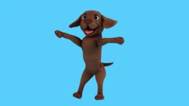 Eğlenceli 3 boyutlu çizgi film karakteri Labrador dansı 