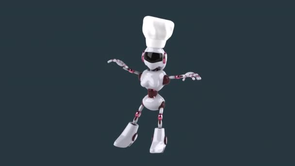 Gran Robot Chef Dibujos Animados Baile Carácter Animación — Vídeos de Stock