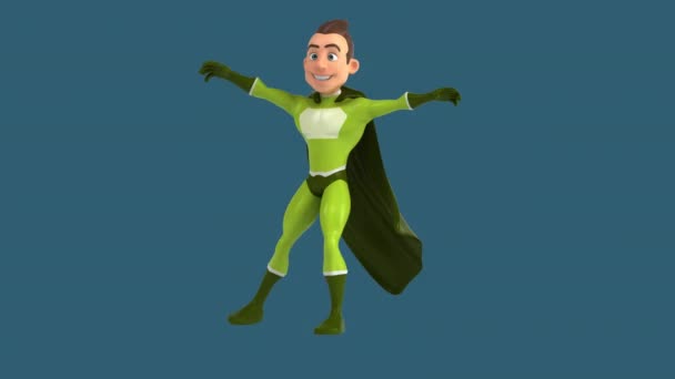 Смішний Мультиплікаційний Персонаж Супергерой Танцює Анімація — стокове відео