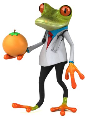 Portakallı kurbağa doktor - 3D Görüntü