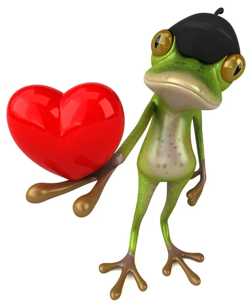 Fun French Βάτραχος Καρδιά Εικονογράφηση — Φωτογραφία Αρχείου