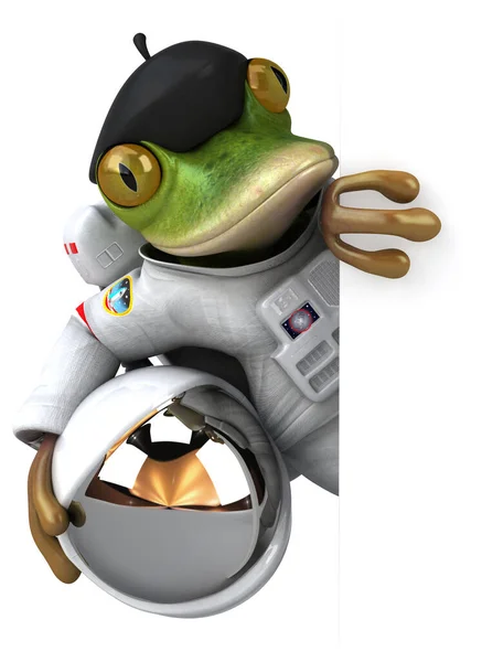 楽しい3D漫画キャラクターカエル宇宙飛行士 — ストック写真