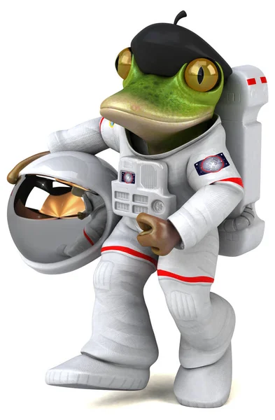 楽しい3D漫画キャラクターカエル宇宙飛行士 — ストック写真