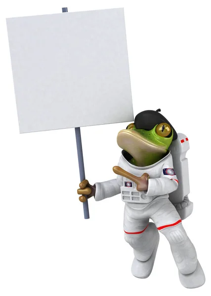 Fun Kreslený Postava Žába Astronaut — Stock fotografie