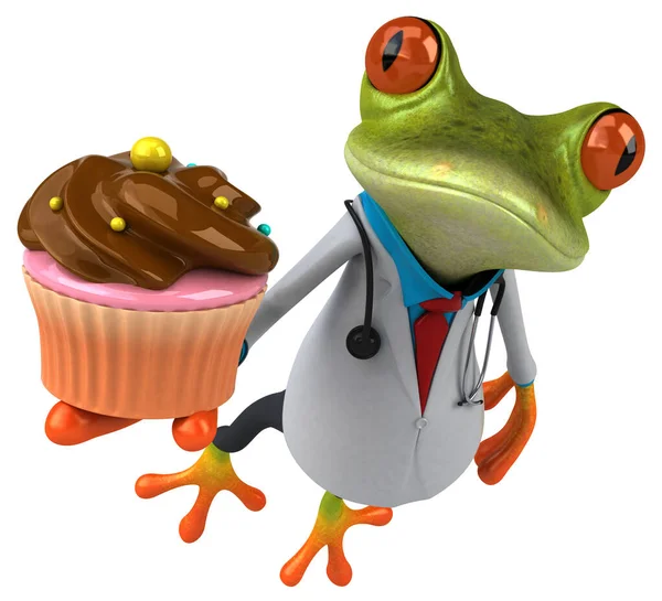 Frog Γιατρός Cupcake Εικονογράφηση — Φωτογραφία Αρχείου