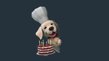 Eğlenceli 3D çizgi film karakteri pastalı Labrador şefi 