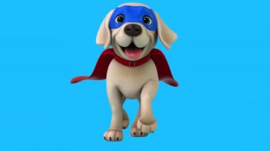 Eğlenceli 3D çizgi film karakteri Labrador süper kahramanı 