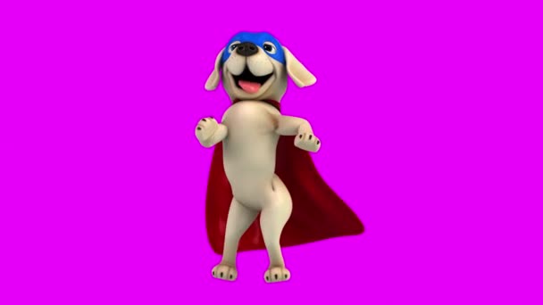 Eğlenceli Boyutlu Çizgi Film Karakteri Labrador Süper Kahramanı Dans Ediyor — Stok video