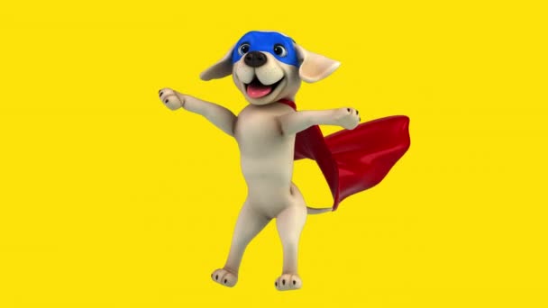 Fun Kreslený Postava Labrador Superhrdina Tanec — Stock video