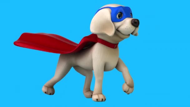 Fun Kreslený Postava Labrador Superhrdina — Stock video