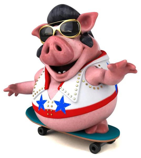 Fun Cartoon Illustration Pig Rocker Character — Stock Photo, Image