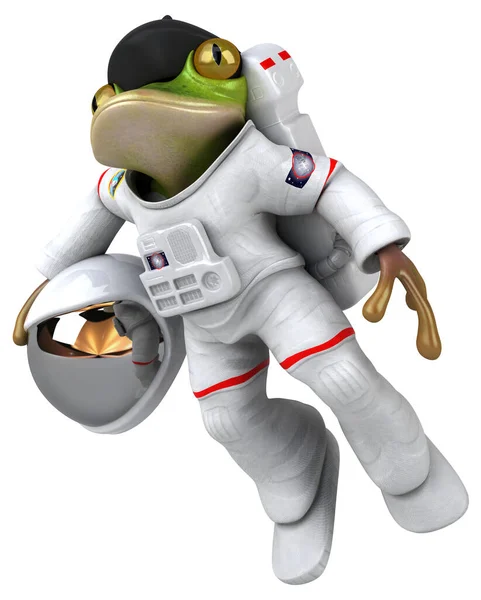 Divertente Personaggio Astronauta Rana Cartone Animato — Foto Stock