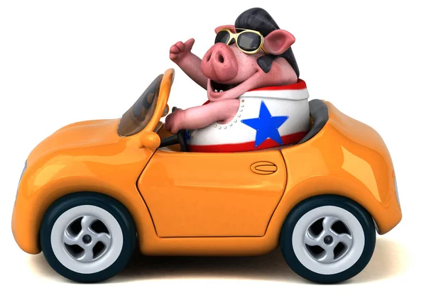 猪摇摆舞角色有趣的3D卡通画 — 图库照片