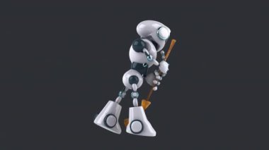 Süpürgeli robot kadının 3D görüntüsü 