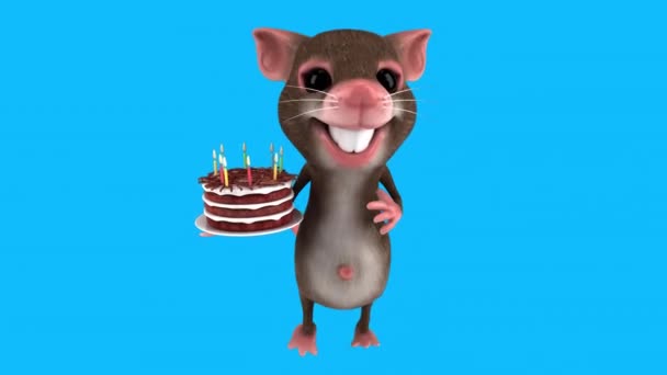 Personagem Desenho Animado Mouse Com Bolo — Vídeo de Stock
