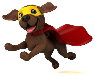 Eğlenceli 3D çizgi film süper beyaz Labrador Retriever karakteri 