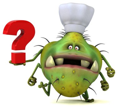 Sorularla dolu eğlence mikrobu - 3D İllüstrasyon