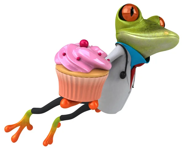 Frog Doctor Cupcake Illustration — Stock Photo, Image