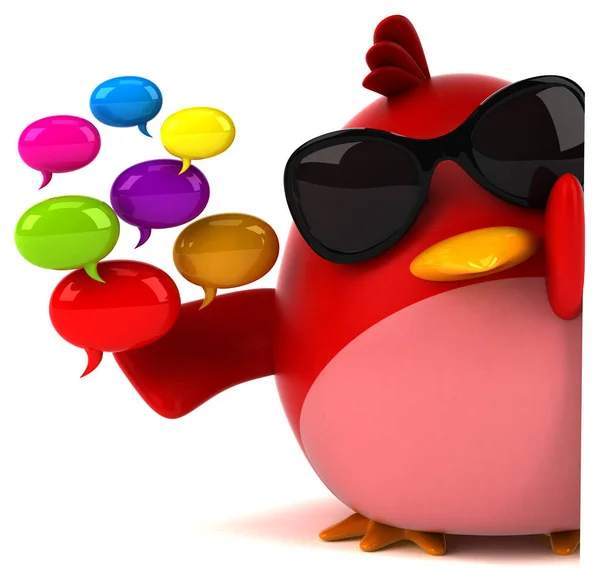 Röd Fågel Med Bubblor Illustration — Stockfoto