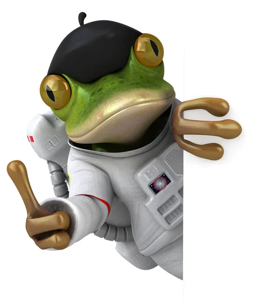 楽しい3D漫画カエル宇宙飛行士のキャラクター — ストック写真