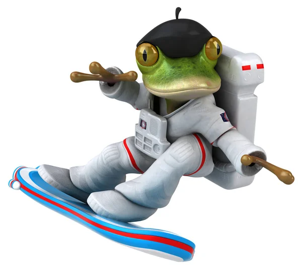 Fun Kreslený Žába Astronaut Postava — Stock fotografie