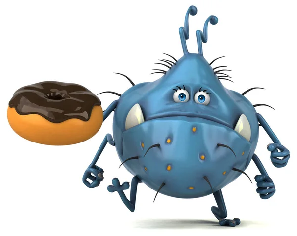 Germe Divertido Com Donut Ilustração — Fotografia de Stock