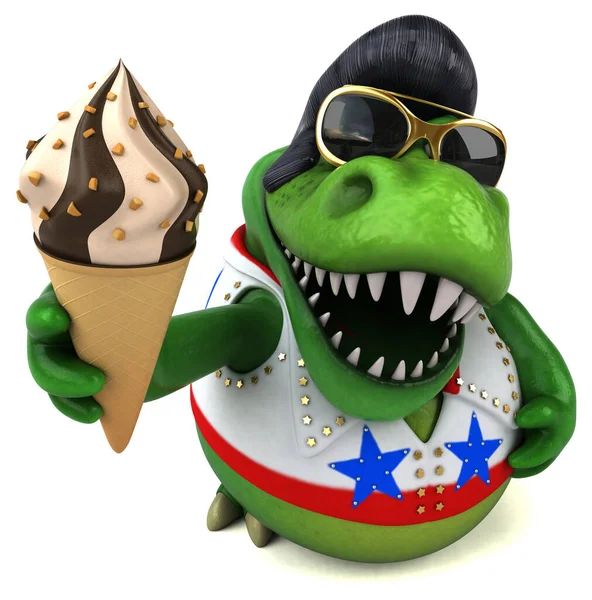 Fun Cartoon Illustration Trex Rocker Ice Cream — Fotografia de Stock