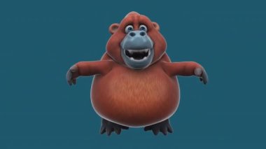 Eğlenceli Orangutan karakteri atlama - animasyon