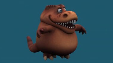 Dinozor, komik çizgi film karakteri atlama - 3 boyutlu animasyon  