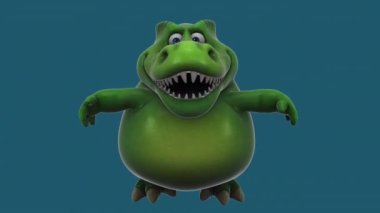 Dinozor, komik çizgi film karakteri atlama - 3 boyutlu animasyon  