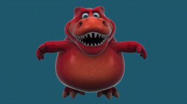 Dinozor, komik çizgi film karakteri atlama - 3 boyutlu animasyon  