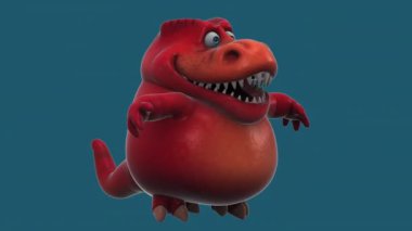 Dinozor, komik çizgi film karakteri atlama - 3 boyutlu animasyon  
