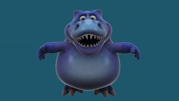 Динозавр Смішний Мультиплікаційний Персонаж Стрибає Анімація — стокове відео
