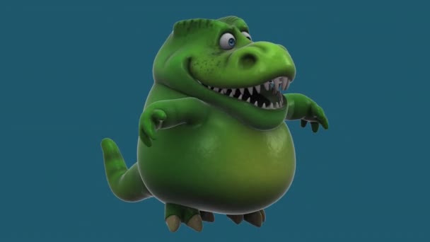 Динозавр Смішний Мультиплікаційний Персонаж Стрибає Анімація — стокове відео