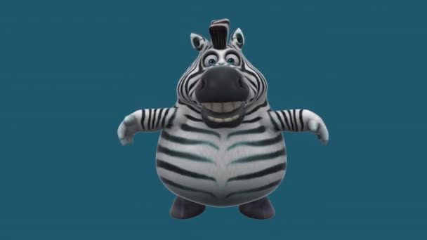 Szórakoztató Animáció Egy Rajzfilm Karakter Zebra Jumping — Stock videók