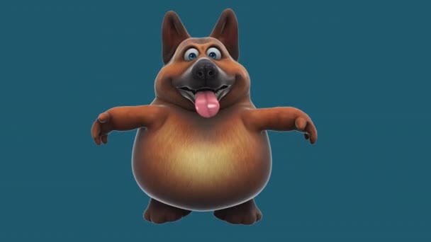 楽しい3D漫画のキャラクターの犬ジャンプ — ストック動画