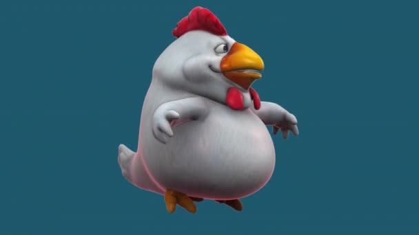 Braune Huhn Lustige Zeichentrickfigur Springen Animation — Stockvideo