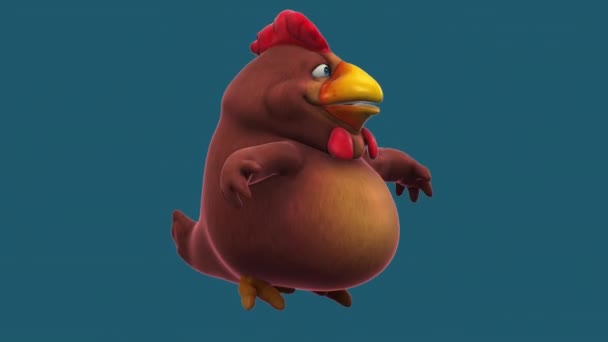 Pollo Marrón Divertido Personaje Dibujos Animados Saltando Animación — Vídeo de stock